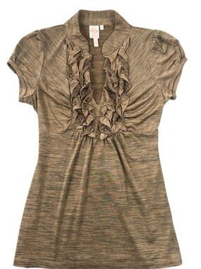 Elegant Brown Ruffle Mini Dress